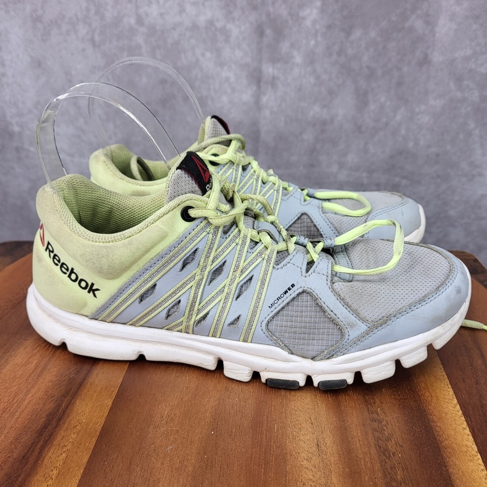 Reebok Yourflex Running Shoes Womens 9.5 Gray Green‎ Sneakers Trainers AR3233